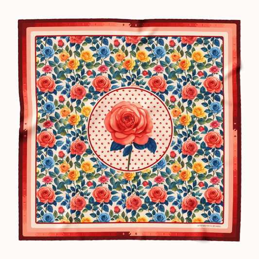 Rose Flower Silk Scarf 90, Designed With Meaning