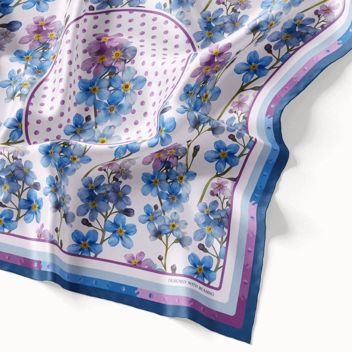 Forget-Me-Not Flower Silk Scarf 90, Designed With Meaning