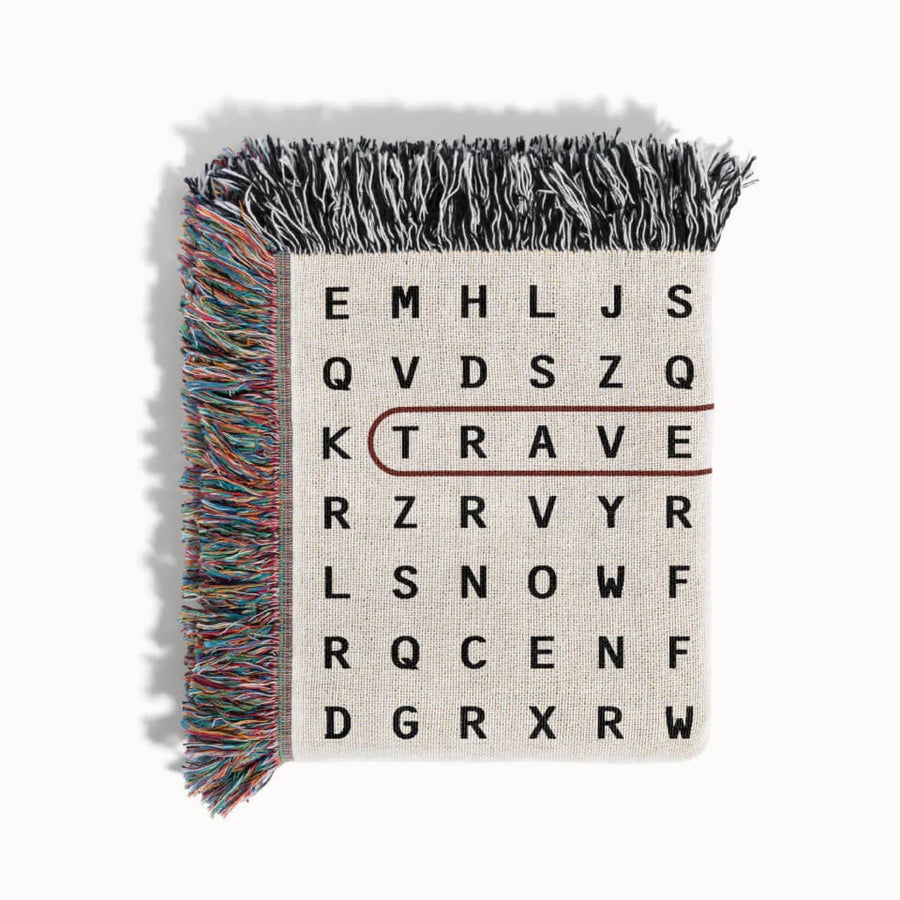 Traverse City, Michigan Woven Blanket - Word Search Studio by Designed With Meaning