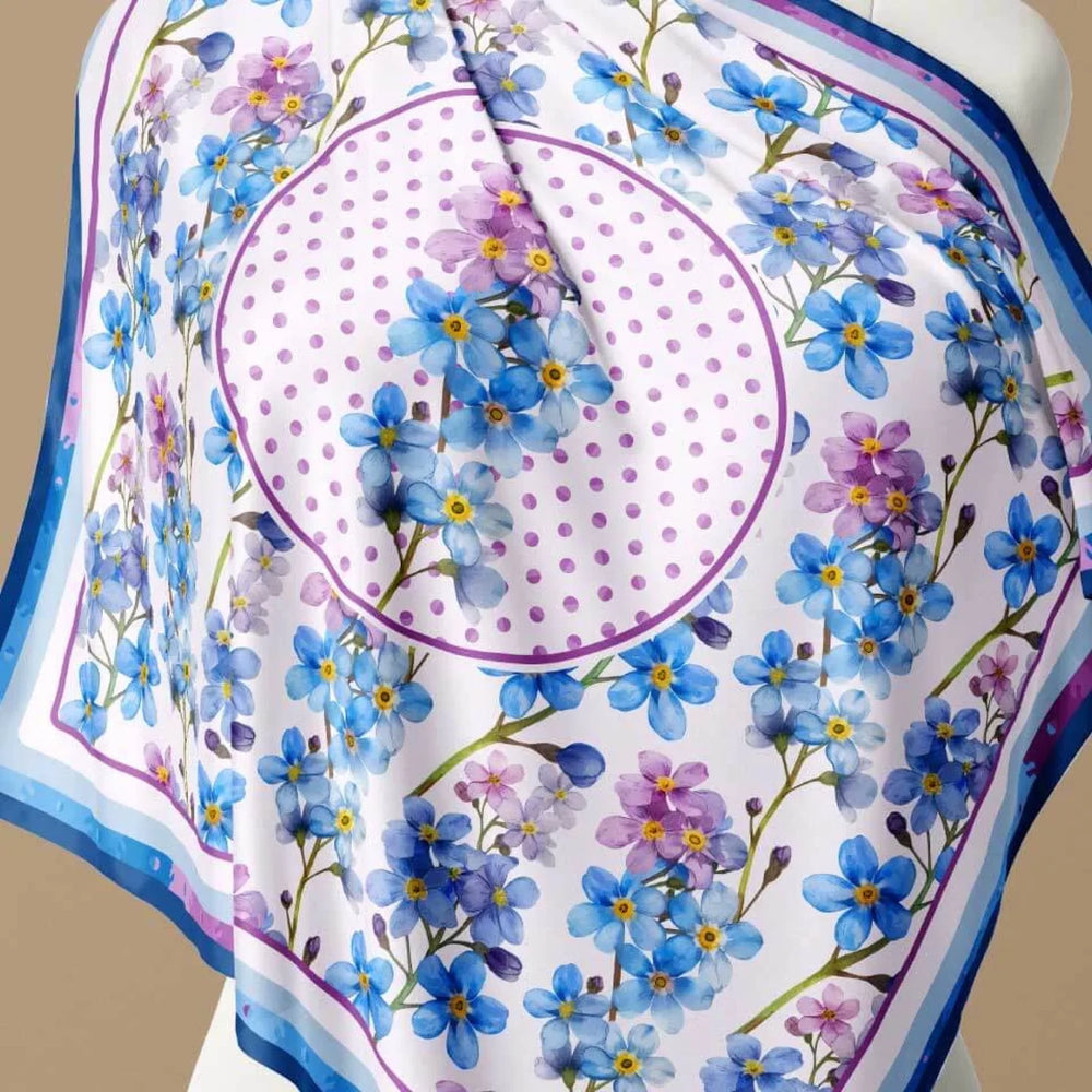Forget-Me-Not Flower Silk Scarf 90, Designed With Meaning