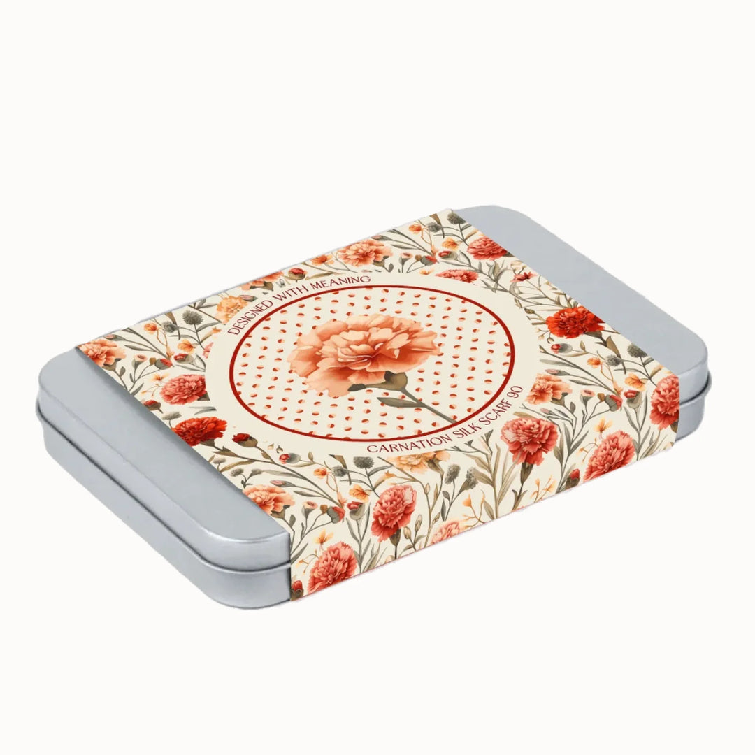 Carnation Flower Silk Scarf 90, Designed With Meaning