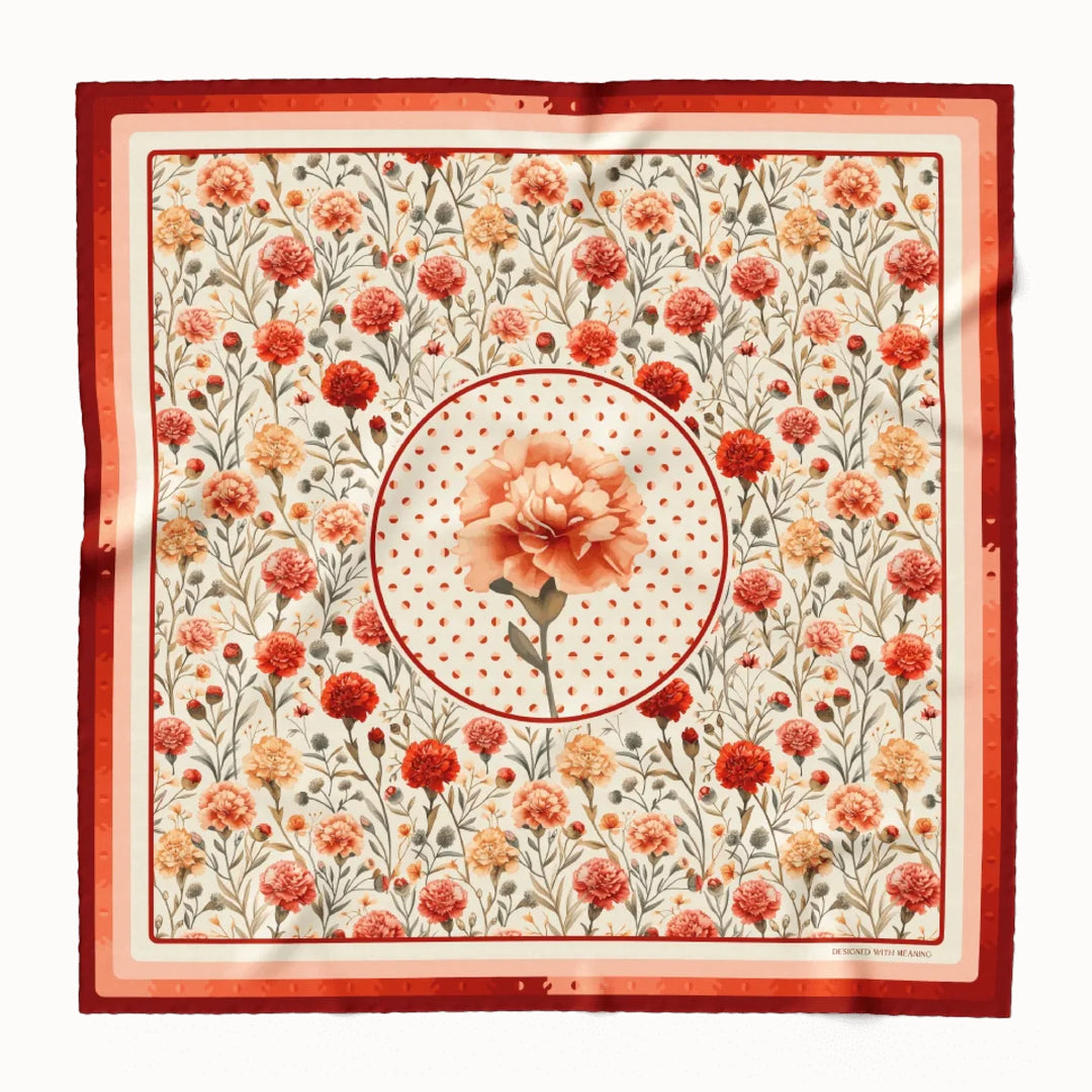 Carnation Flower Silk Scarf 90, Designed With Meaning