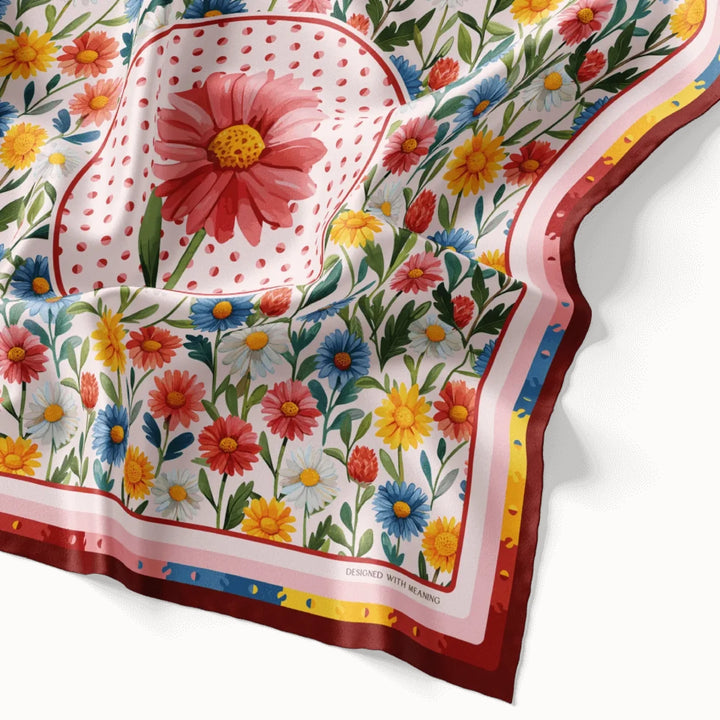 Daisy Flower Silk Scarf 90, Designed With Meaning