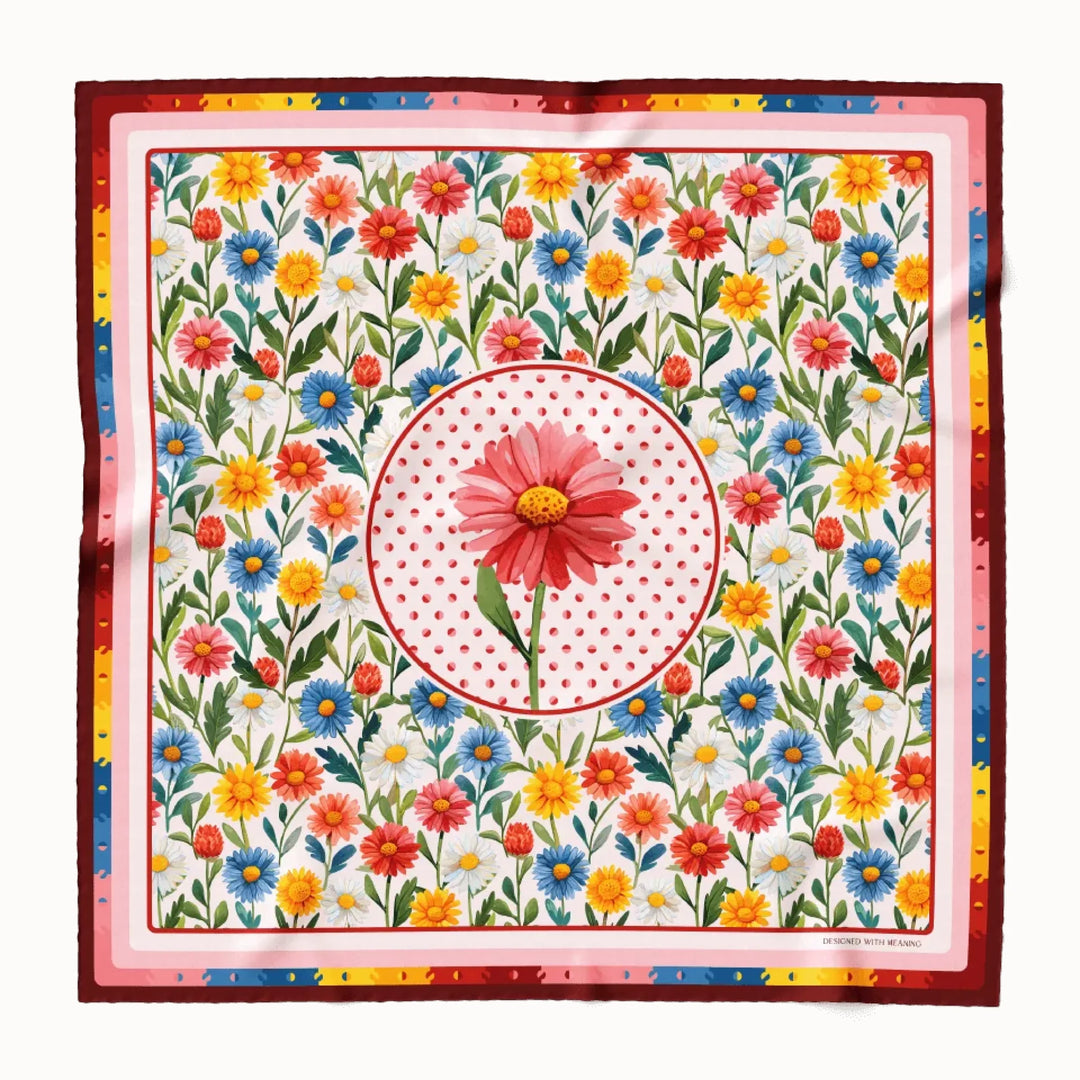 Daisy Flower Silk Scarf 90, Designed With Meaning
