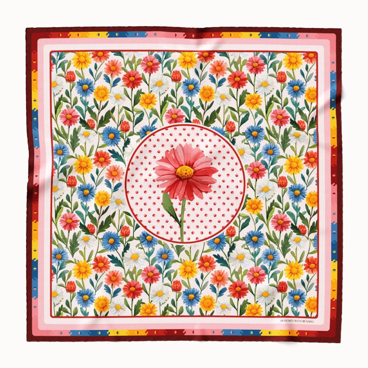 Daisy Flower Silk Scarf 90, Designed With Meaning