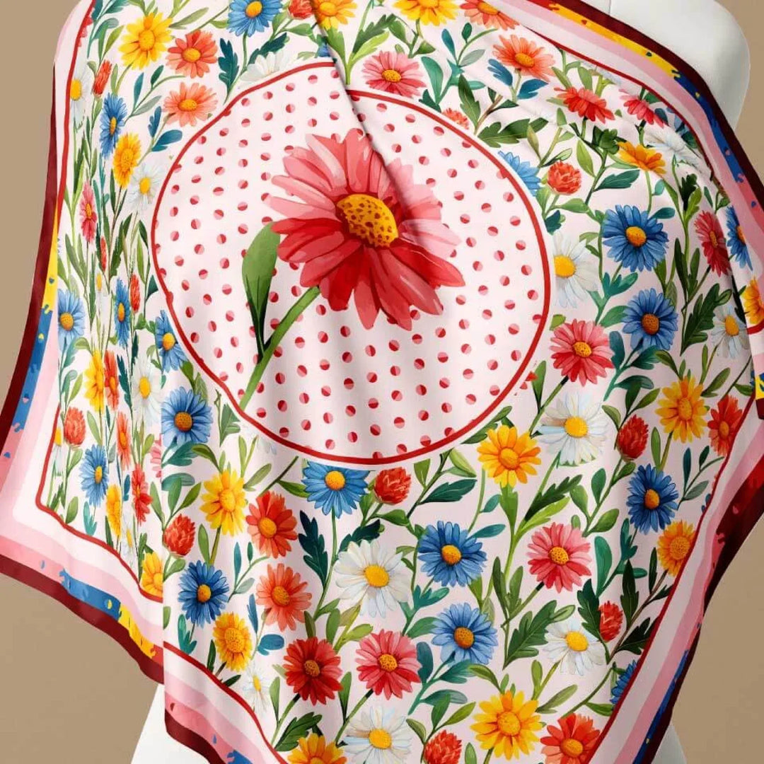 Daisy Flower Silk Scarf 90, Designed With Meaning