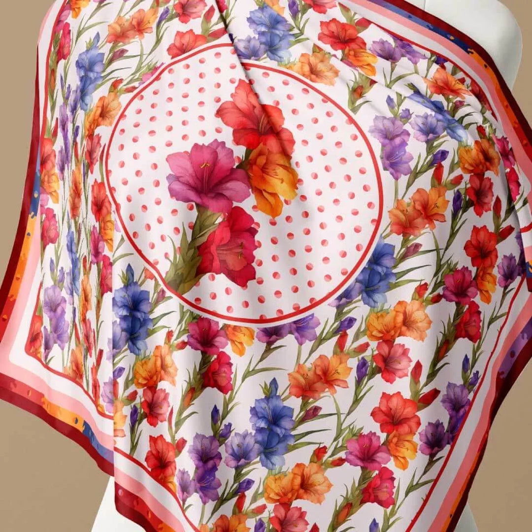 Gladiolus Flower Silk Scarf 90, Designed With Meaning