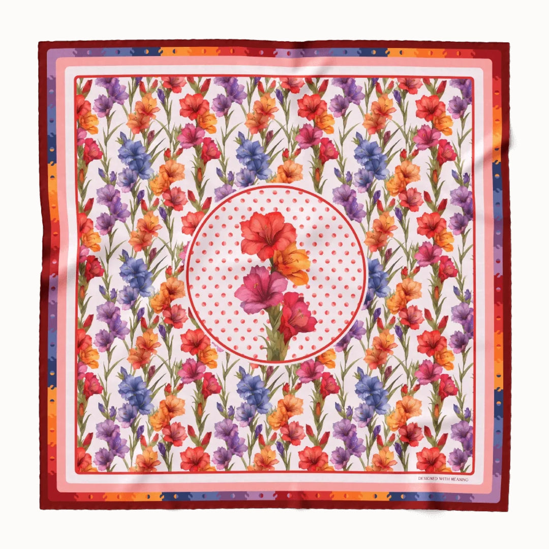 Gladiolus Flower Silk Scarf 90, Designed With Meaning