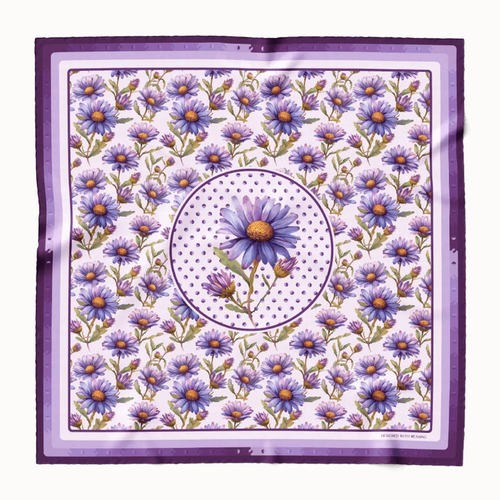 Aster Flower Silk Scarf 90, Designed With Meaning