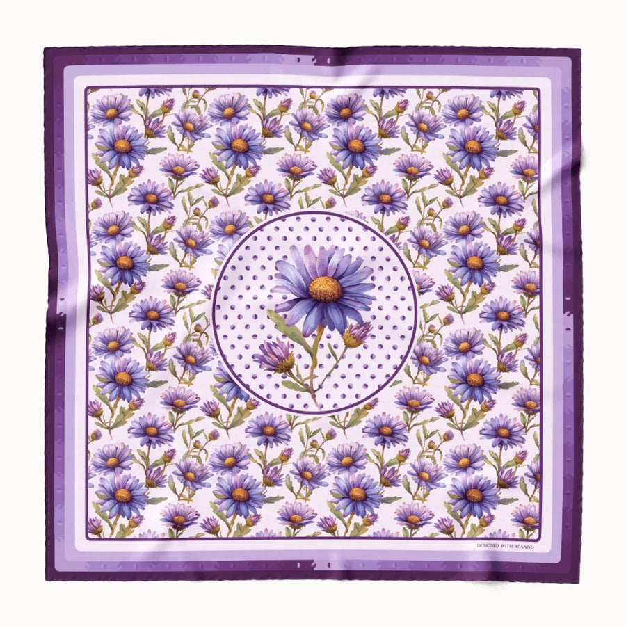 Aster Flower Silk Scarf 90, Designed With Meaning