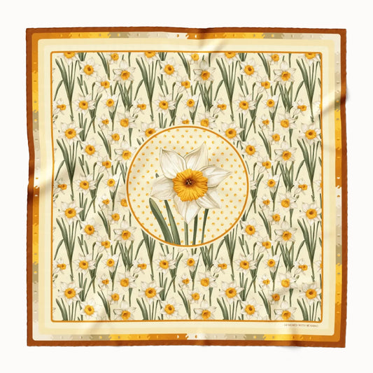 Narcissus Flower Silk Scarf 90, Designed With Meaning