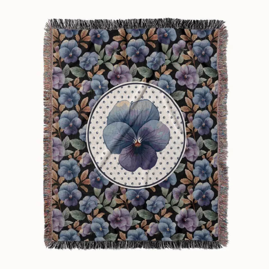 Violet Flower Woven Throw Blanket, In Bloom Collection, Designed With Meaning