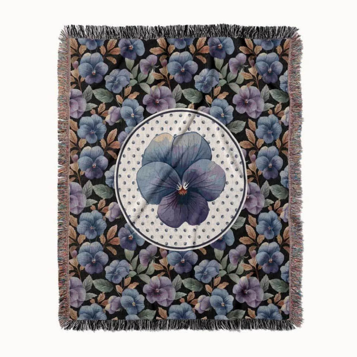 Violet Flower Woven Throw Blanket, In Bloom Collection, Designed With Meaning