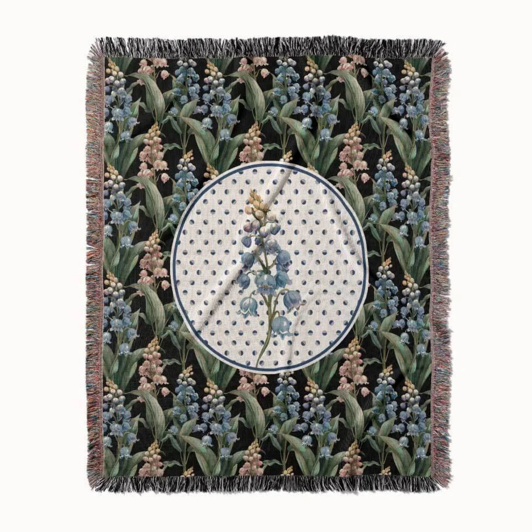 Lily of the Valley Flower Woven Throw Blanket, In Bloom Collection, Designed With Meaning