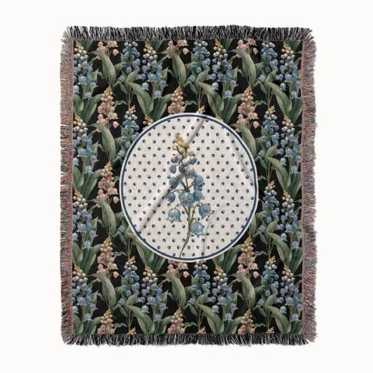 Lily of the Valley Flower Woven Throw Blanket, In Bloom Collection, Designed With Meaning