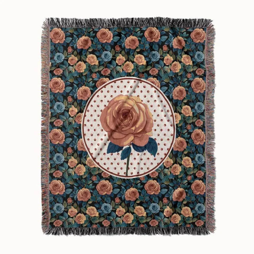 Rose Flower Woven Throw Blanket, In Bloom Collection, Designed With Meaning