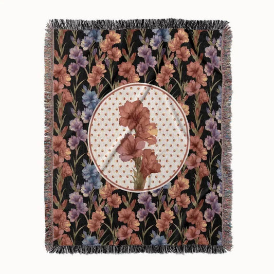 Gladiolus Flower Woven Throw Blanket, In Bloom Collection, Designed With Meaning