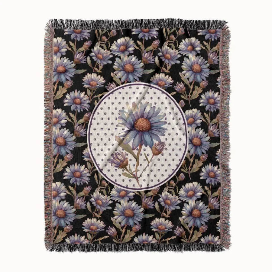 Aster Flower Woven Throw Blanket, In Bloom Collection, Designed With Meaning