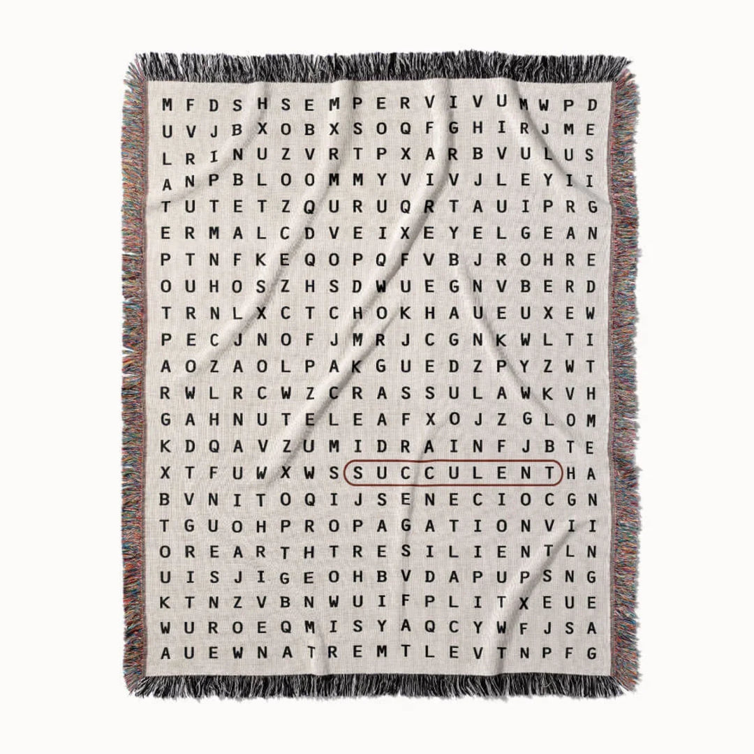 Succulent Word Search Studio Woven Throw Blanket, Designed With Meaning