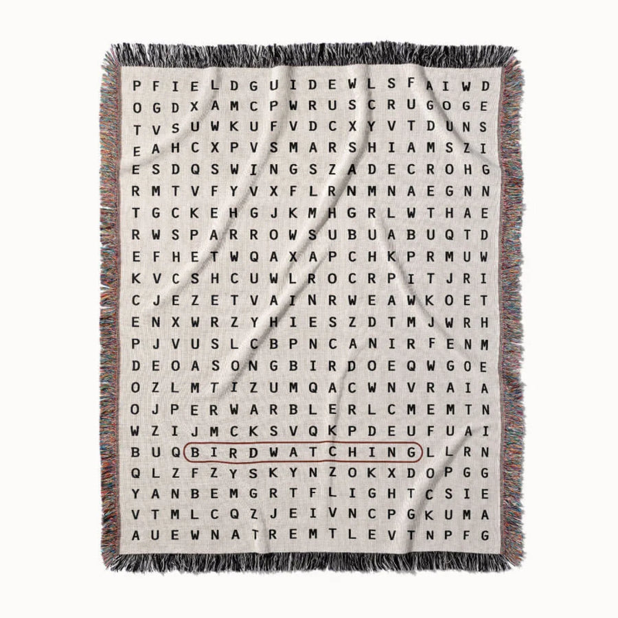 Birdwatching Word Search Studio Woven Throw Blanket, Designed With Meaning