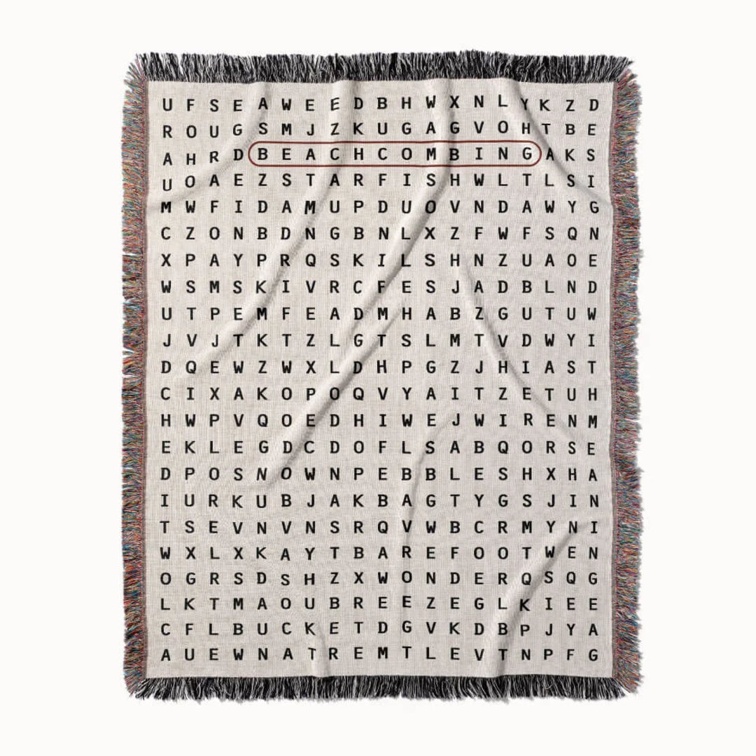 Beachcombing Word Search Studio Woven Throw Blanket, Designed With Meaning