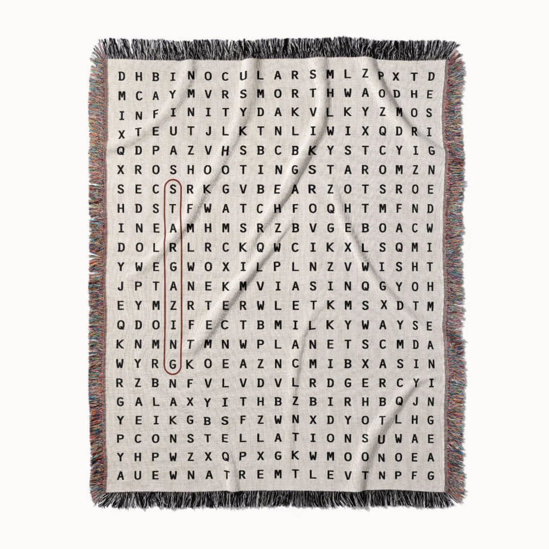 Stargazing Word Search Studio Woven Throw Blanket, Designed With Meaning