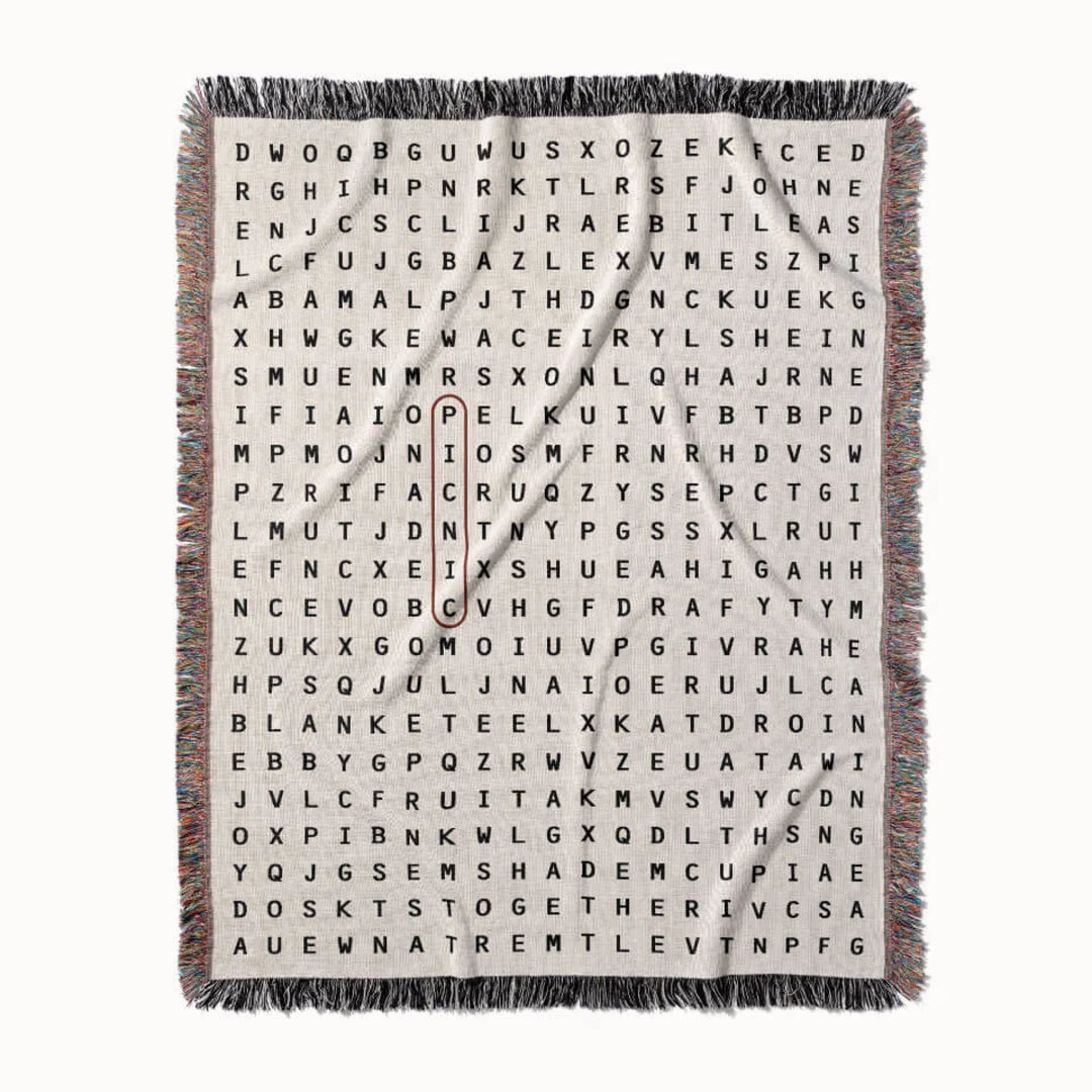 Picnic Word Search Studio Woven Throw Blanket, Designed With Meaning
