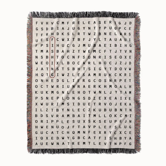 Fishing Word Search Studio Woven Throw Blanket, Designed With Meaning