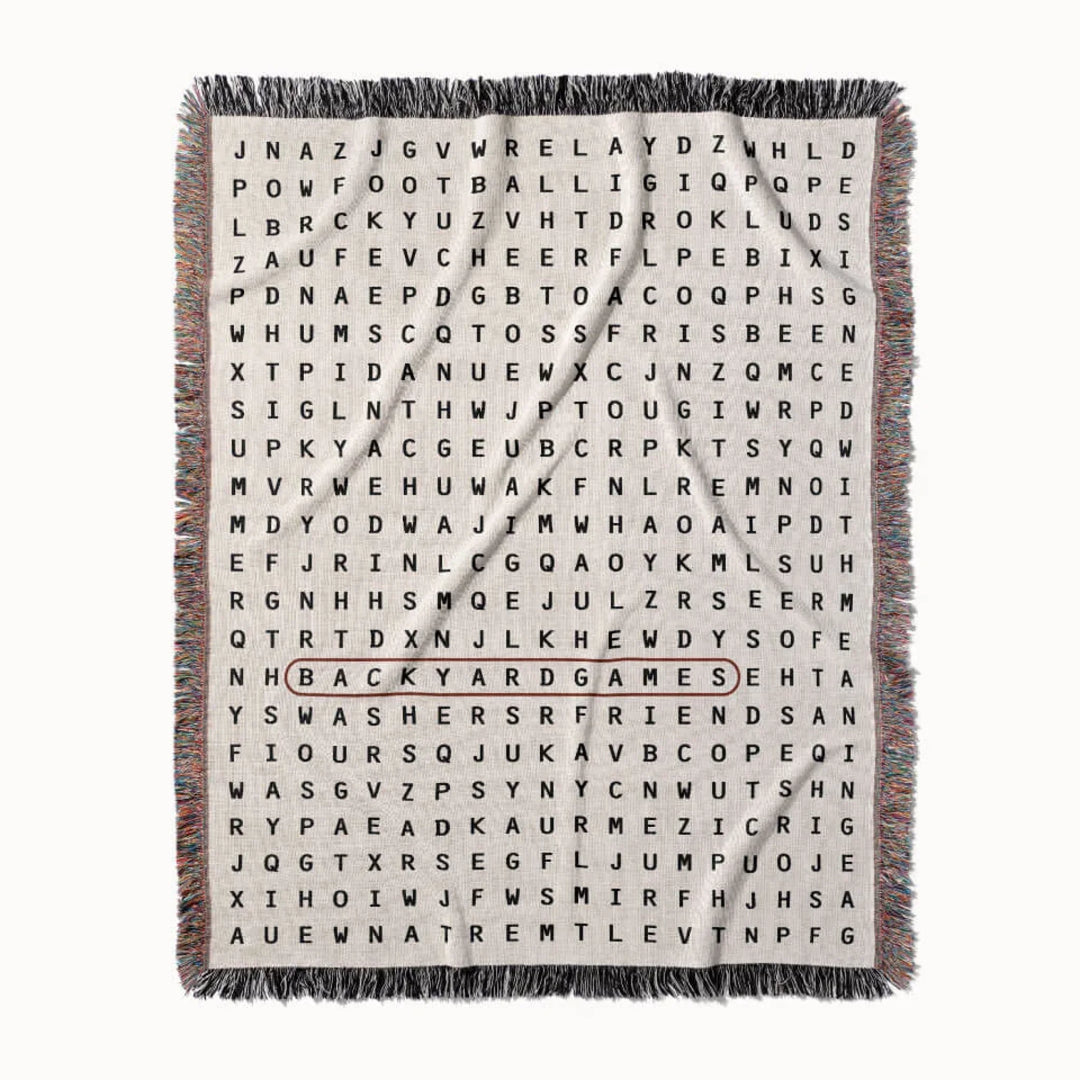 Backyard Games Word Search Studio Woven Throw Blanket, Designed With Meaning