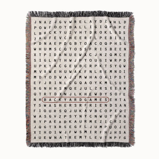 Backyard Games Word Search Studio Woven Throw Blanket, Designed With Meaning