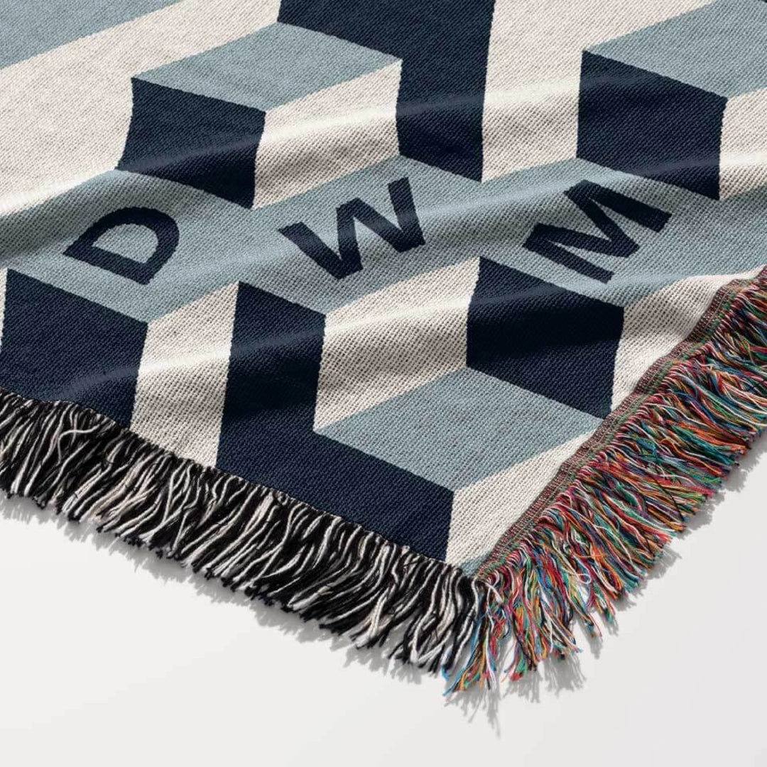 Aligned Designer Woven Throw Blanket, Slate and Glacier, Personalized Gift, Designed With Meaning