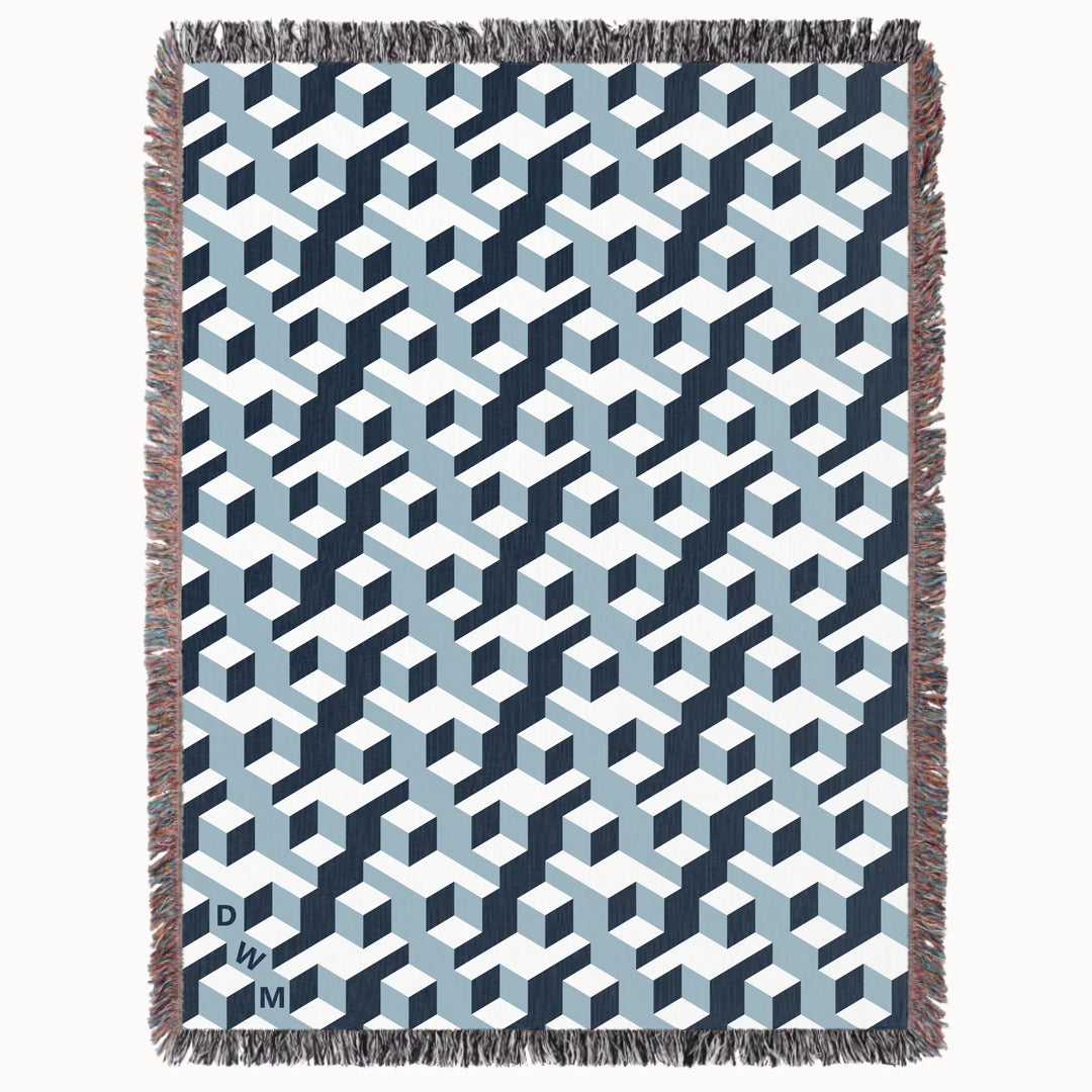 Aligned Designer Woven Throw Blanket, Slate and Glacier, Personalized Gift, Designed With Meaning