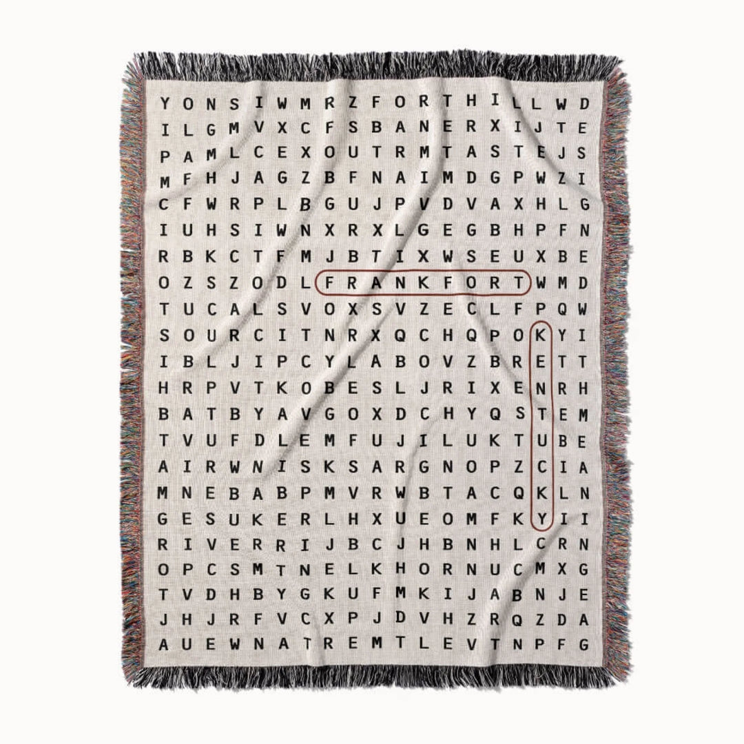 Frankfort, Kentucky Woven Blanket - Word Search Studio by Designed With Meaning