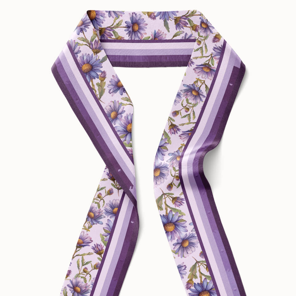 Aster Flower Silk Ribbon Scarf, Designed With Meaning