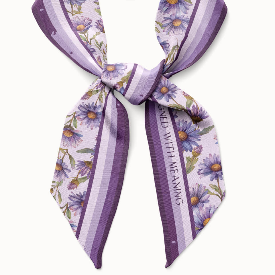 Aster Flower Silk Ribbon Scarf, Designed With Meaning