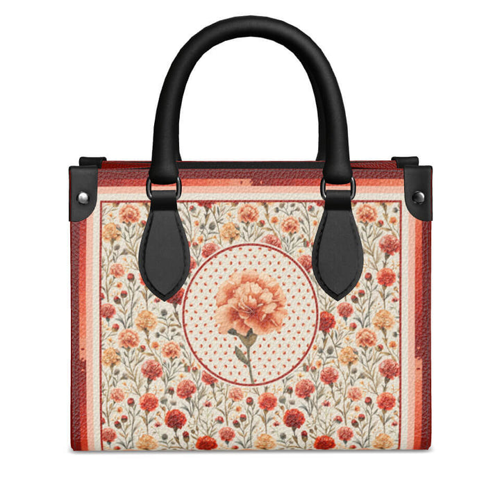 Carnation Flower Mini Shopper, Leather Handbag, Designed With Meaning