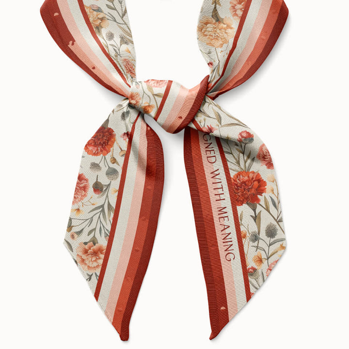 Carnation Flower Silk Ribbon Scarf, Designed With Meaning