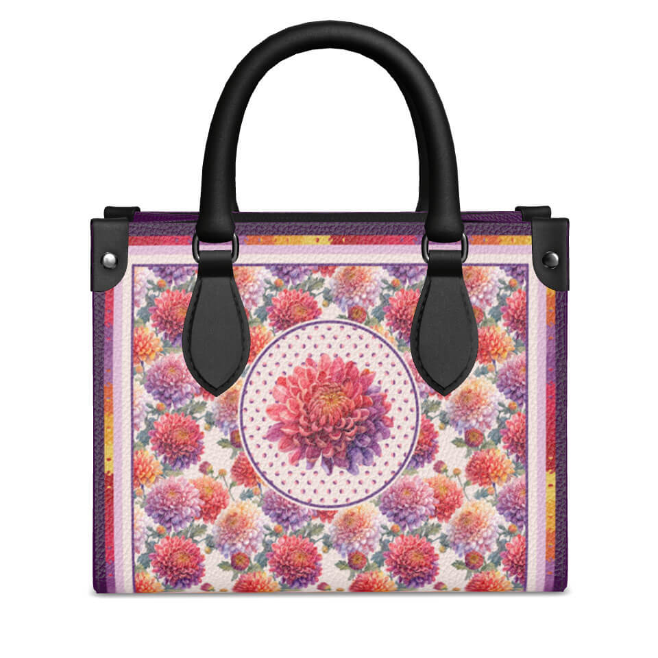 Chrysanthemum Flower Mini Shopper, Leather Handbag, Designed With Meaning