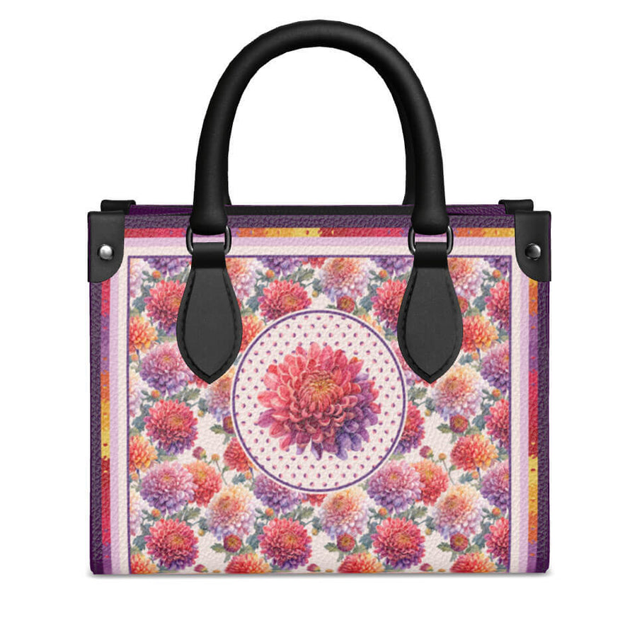 Chrysanthemum Flower Mini Shopper, Leather Handbag, Designed With Meaning