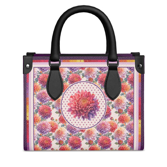 Chrysanthemum Flower Mini Shopper, Leather Handbag, Designed With Meaning