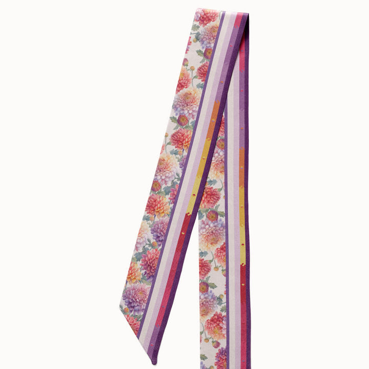 Chrysanthemum Flower Silk Ribbon Scarf, Designed With Meaning