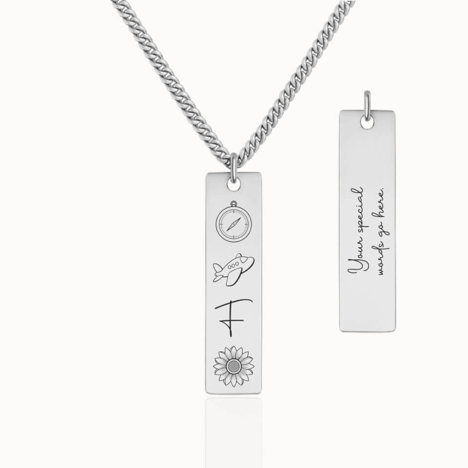 Travel Emblem Edit Necklace, Personalized Jewelry Gift, Designed With Meaning