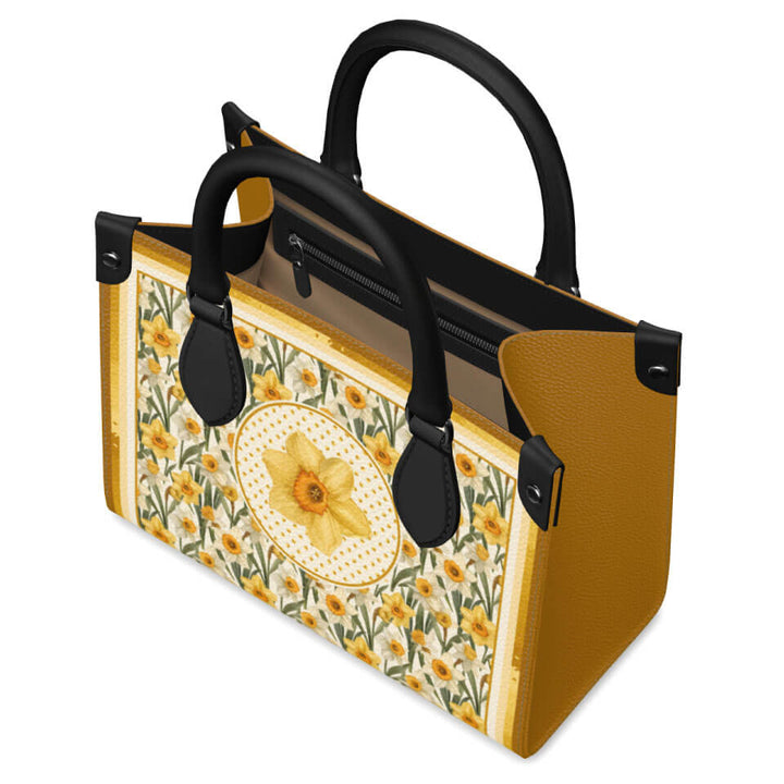 Daffodil Flower Mini Shopper, Leather Handbag, Designed With Meaning