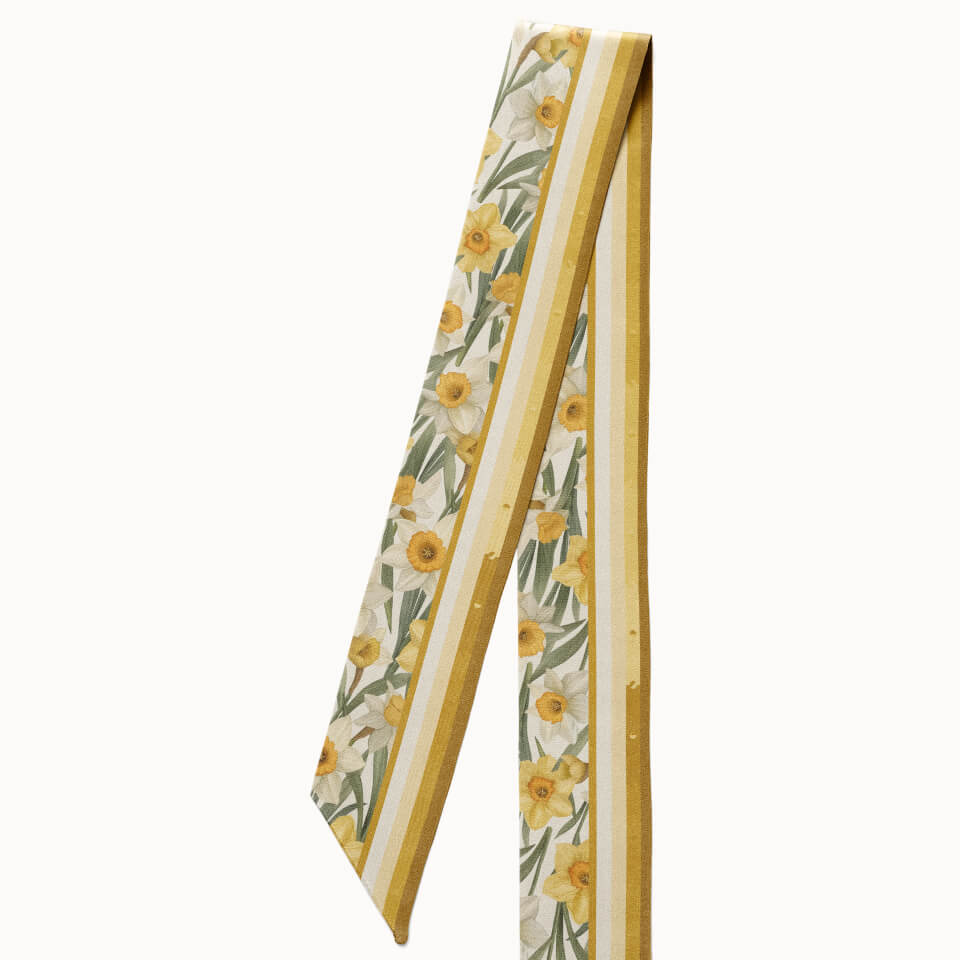 Daffodil Flower Silk Ribbon Scarf, Designed With Meaning