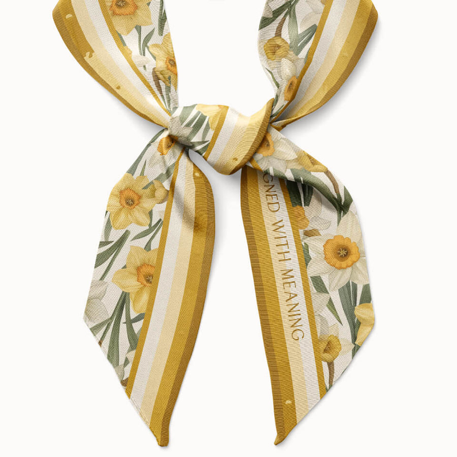 Daffodil Flower Silk Ribbon Scarf, Designed With Meaning
