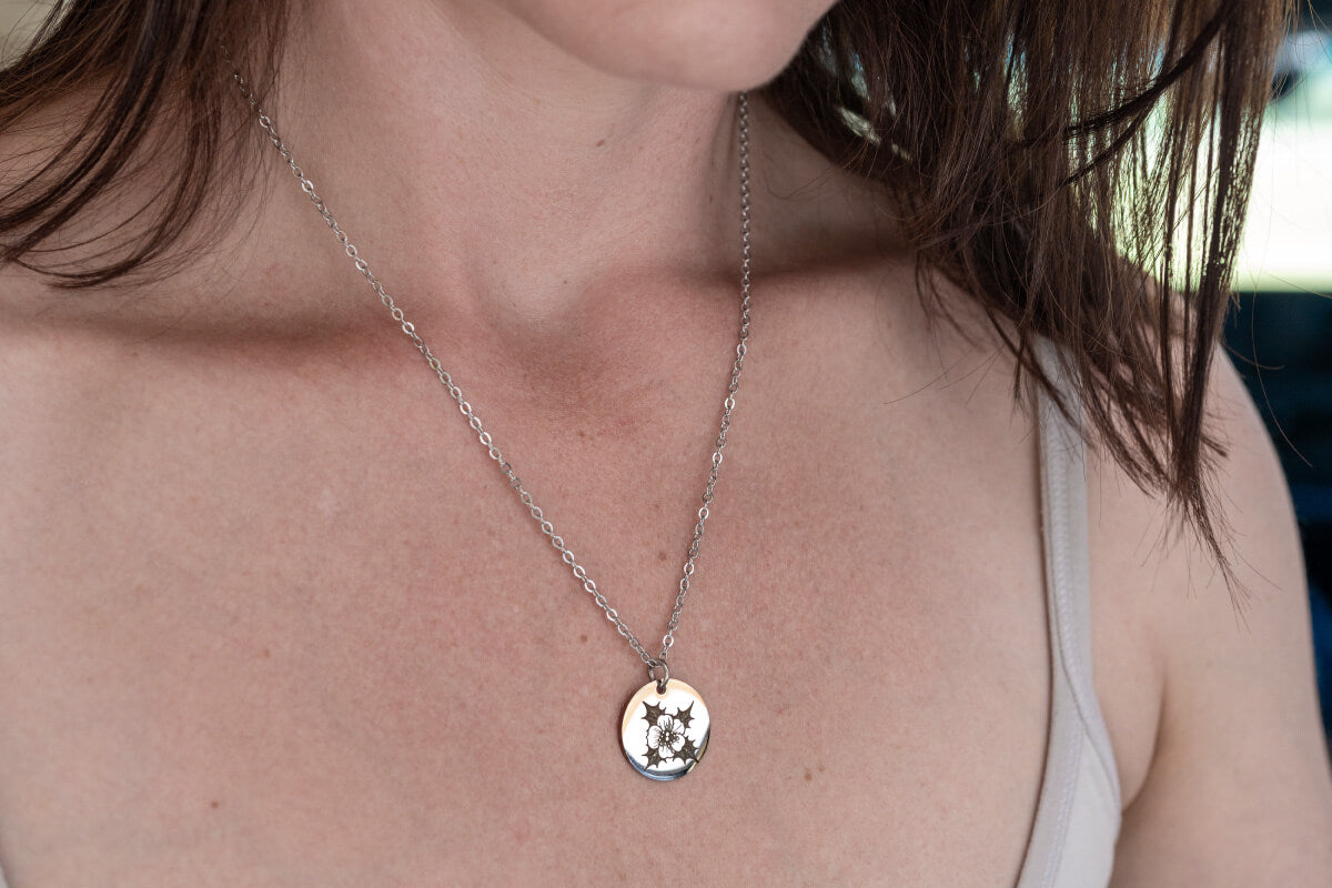 December Birth Flower Necklace, Personalized Birthday Gift for Her, Custom Holly Jewelry, Designed With Meaning