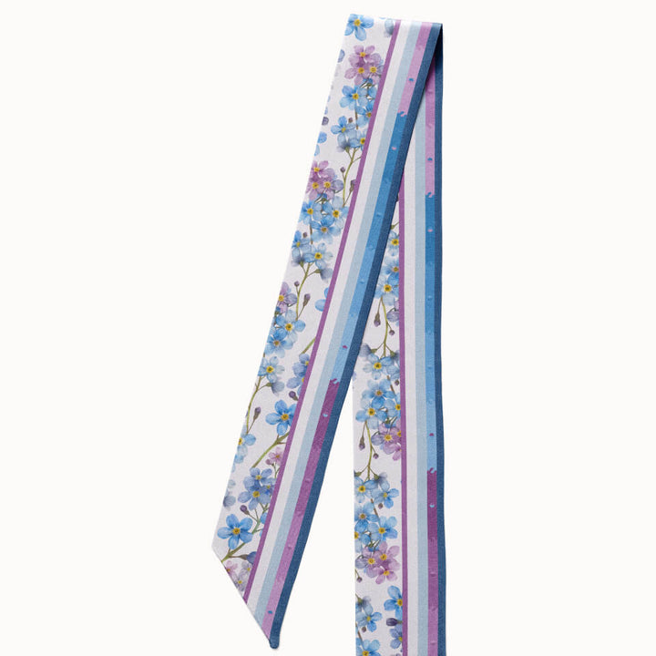 Forget-Me-Not Flower Silk Ribbon Scarf, Designed With Meaning