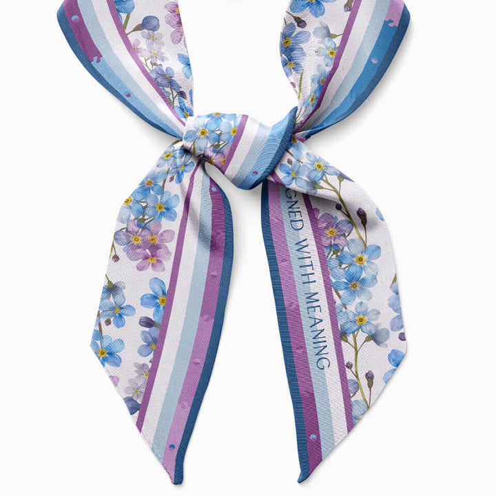 Forget-Me-Not Flower Silk Ribbon Scarf, Designed With Meaning