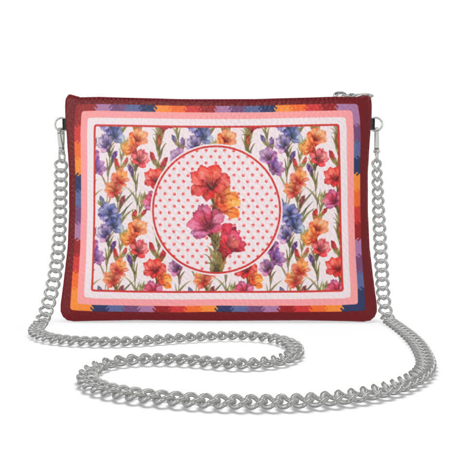Gladiolus Flower Zip Crossbody, Leather Handbag, Designed With Meaning