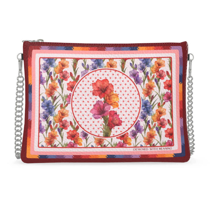 Gladiolus Flower Zip Crossbody, Leather Handbag, Designed With Meaning